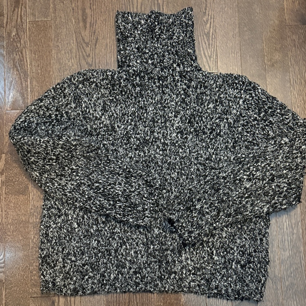 Elegant Black and Gray Turtleneck Sweater